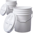 Hudson Exchange 5 Gallon (2 Pack) Bucket Pail Container with Gamma Seal Lid, Food Grade BPA Free HDPE, White