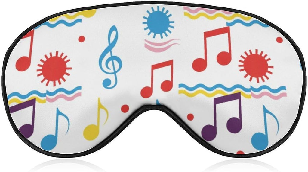 Colorful Music Notes Clef Sleeping Mask Sleep Eye Mask Blindfold with Adjustable Strap Soft Eye Mask Sleep for Blocking Out Lights