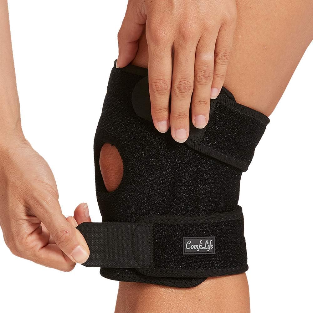 ComfiLife Knee Brace for Knee Pain Relief – Neoprene Knee Brace for Working Out, Running, Injury Recovery – Side Stabilizers – 3 Point Adjustable Compression – Open Patella Support,Non-Slip (Small)