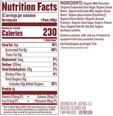 Nut Butter, Milk Organic Chocolate Peanut Butter Cups, 10 Count (Pack of 12)