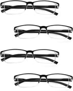 LUFF Reading Glasses 4 Pack, TR90 Lightweight Blue Light Blocking Readers with Spring Hinges, Computer Reading for Men Women