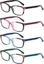 DOOViC 4 Pack Computer Reading Glasses for Women Blue Light Blocking Spring Hinge Stylish Readers for Women