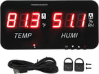12 Inch Large Display Indoor Digital Hygrometer Thermometer, with Alarm Function, 2 Seconds Refresh High Accuracy Temperature Humidity Meter, for Home, Office, Greenhouse