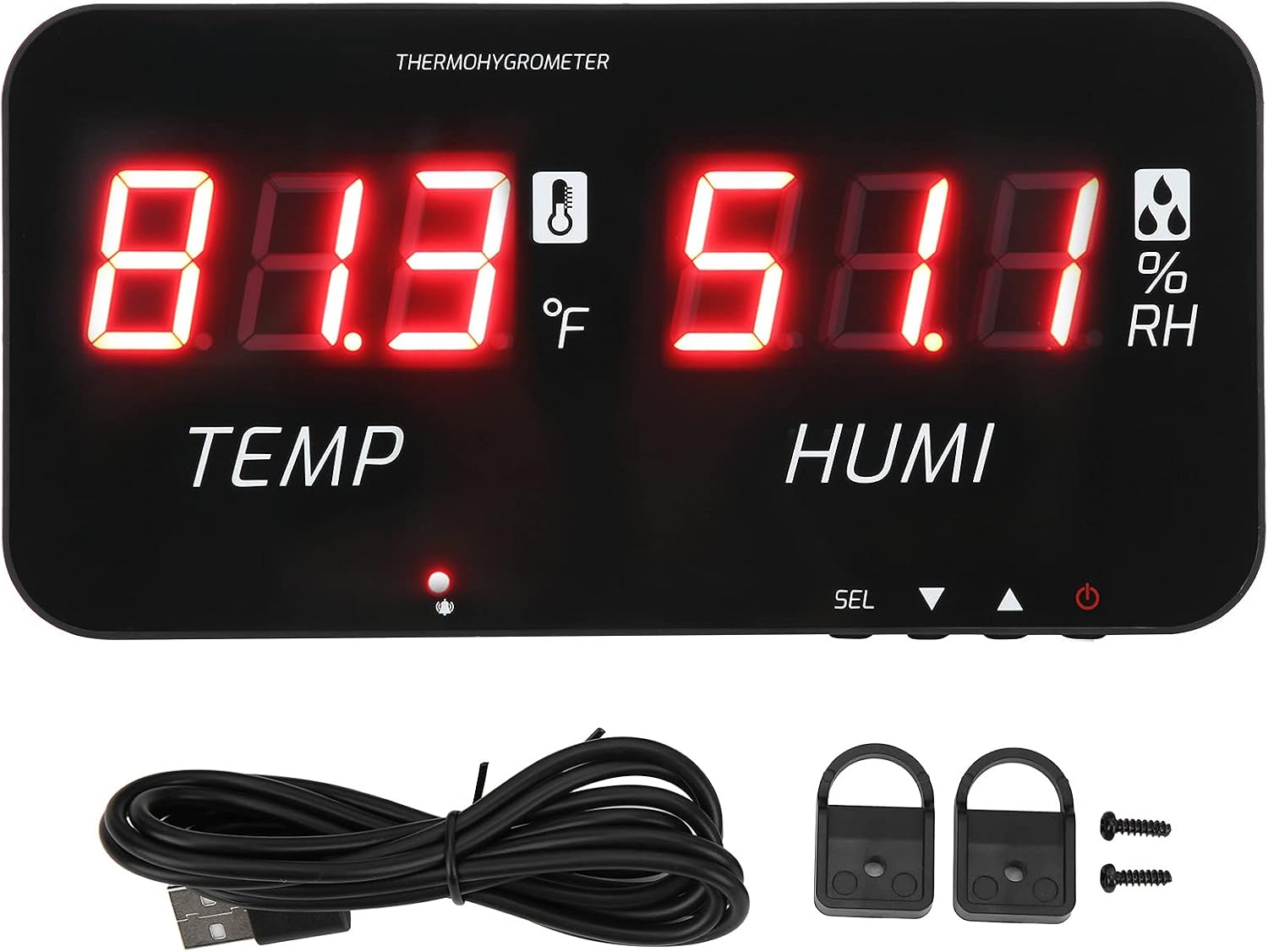 12 Inch Large Display Indoor Digital Hygrometer Thermometer, with Alarm Function, 2 Seconds Refresh High Accuracy Temperature Humidity Meter, for Home, Office, Greenhouse