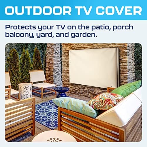 Garnetics Outdoor TV Cover 65 Inch – Waterproof, Weatherproof TV Enclosures with Smart Shield Screen Protectors, Ideal for Outdoor Use, Moving, and Storage - Beige