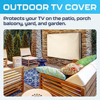 Garnetics Outdoor TV Cover 65 Inch – Waterproof, Weatherproof TV Enclosures with Smart Shield Screen Protectors, Ideal for Outdoor Use, Moving, and Storage - Beige