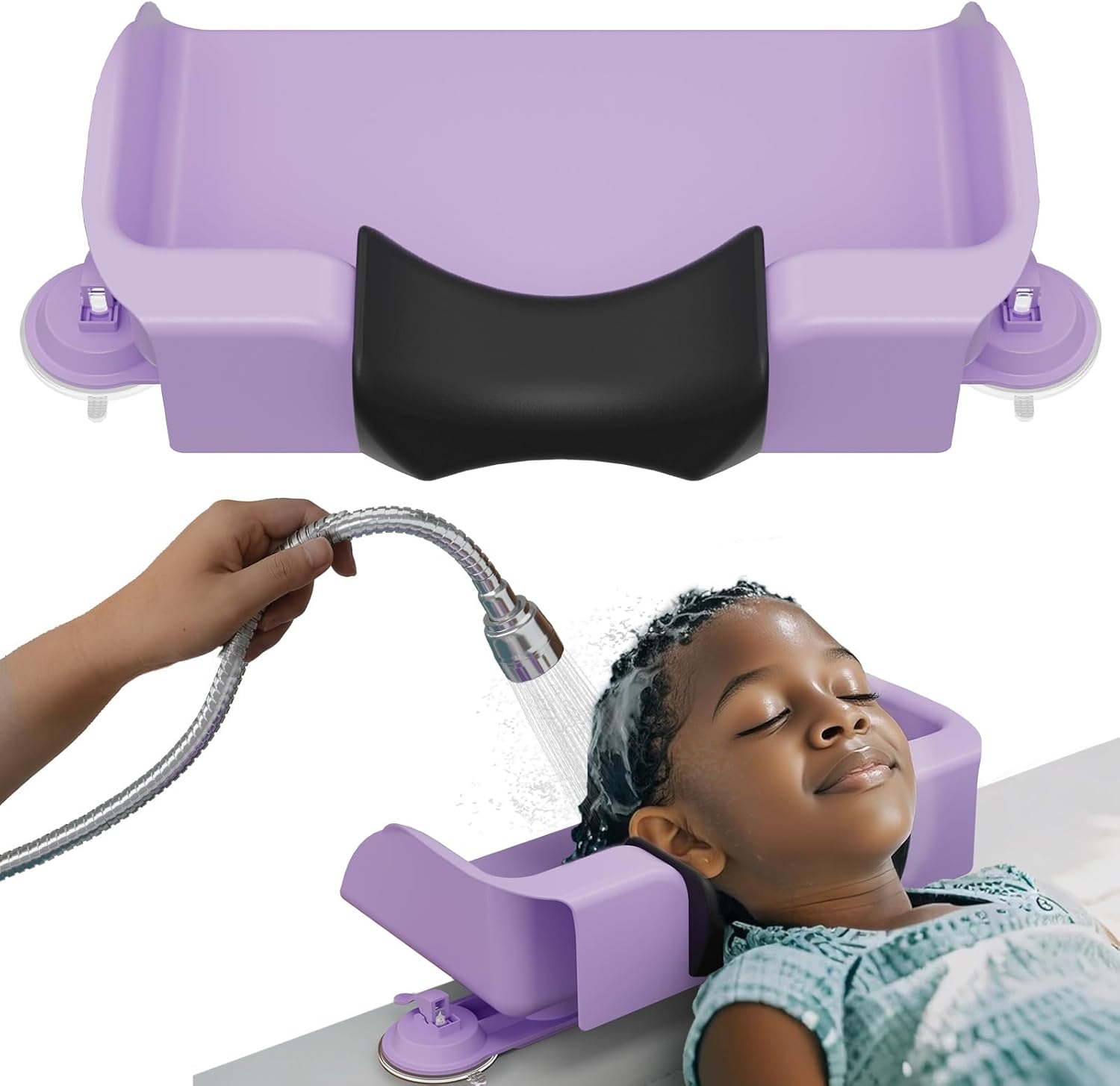 Lifewit Hair Washing Station for Kids, Neck Support Shampoo Bowl for Kitchen Sink or Bathtub at Home, Portable Hair Wash Basin for Toddlers, Children, Teens, Purple, 10 inch/ 26 cm Wide