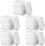 Suzile 2.2 Gallon White Food Grade Bucket with Lid Square Plastic Bucket 10L Utility Industrial Pail with Handle Container for Food Oil Tub Water Fishing Paint House Cleaning Car Washing