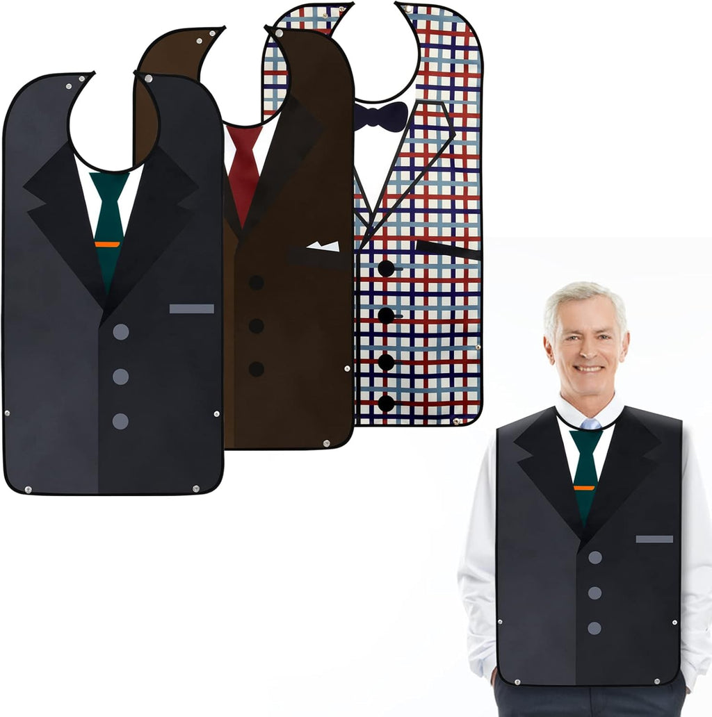 TaTazon Adult Bibs, Bibs for Men Eating Washable, Reusable Adult Clothing Protectors with Crumb Catcher