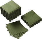 200 Pack Cocktail Napkin 2-Ply Scalloped Edged Dessert Napkins Folded 5 x 5 Inches Disposable Napkins for Dinner Wedding Birthday Party Bridal Anniversary Reception Event (Green)