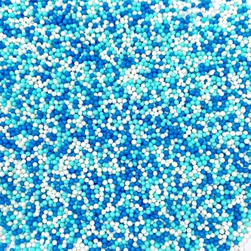 Sentovac Blue and White Nonpareils Sprinkles Edible 2mm Mini Peals Sprinkle for Cake Decorating Sugar Candy Cookie Cupcake Topper Baking Decorations Halloween Christmas Baby Shower Supplies