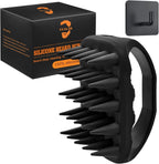 YEALIR Beard Scrubber & Hook - Silicone Beard Brush for Deep Cleaning and Exfoliation, Helps Reduce Dandruff & Itching, Non-Slip Handle & Soft Durable Longer Bristles