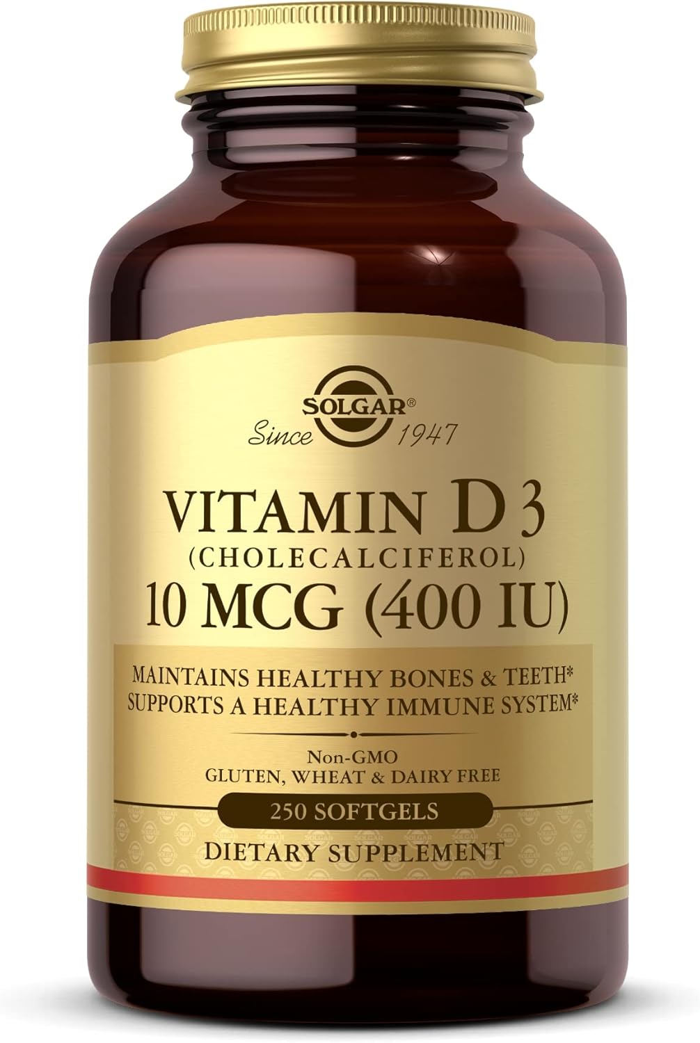 Solgar Vitamin D3 (Cholecalciferol) 10 MCG (400 IU) 250 Softgel