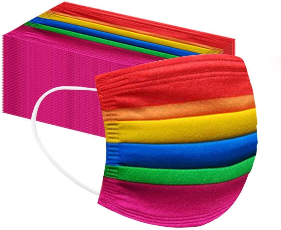 50/100Pcs Rainbow Printed Pattern Disposable Face Masks for Kids/Adult,3-ply Face Mouth Protection Shield