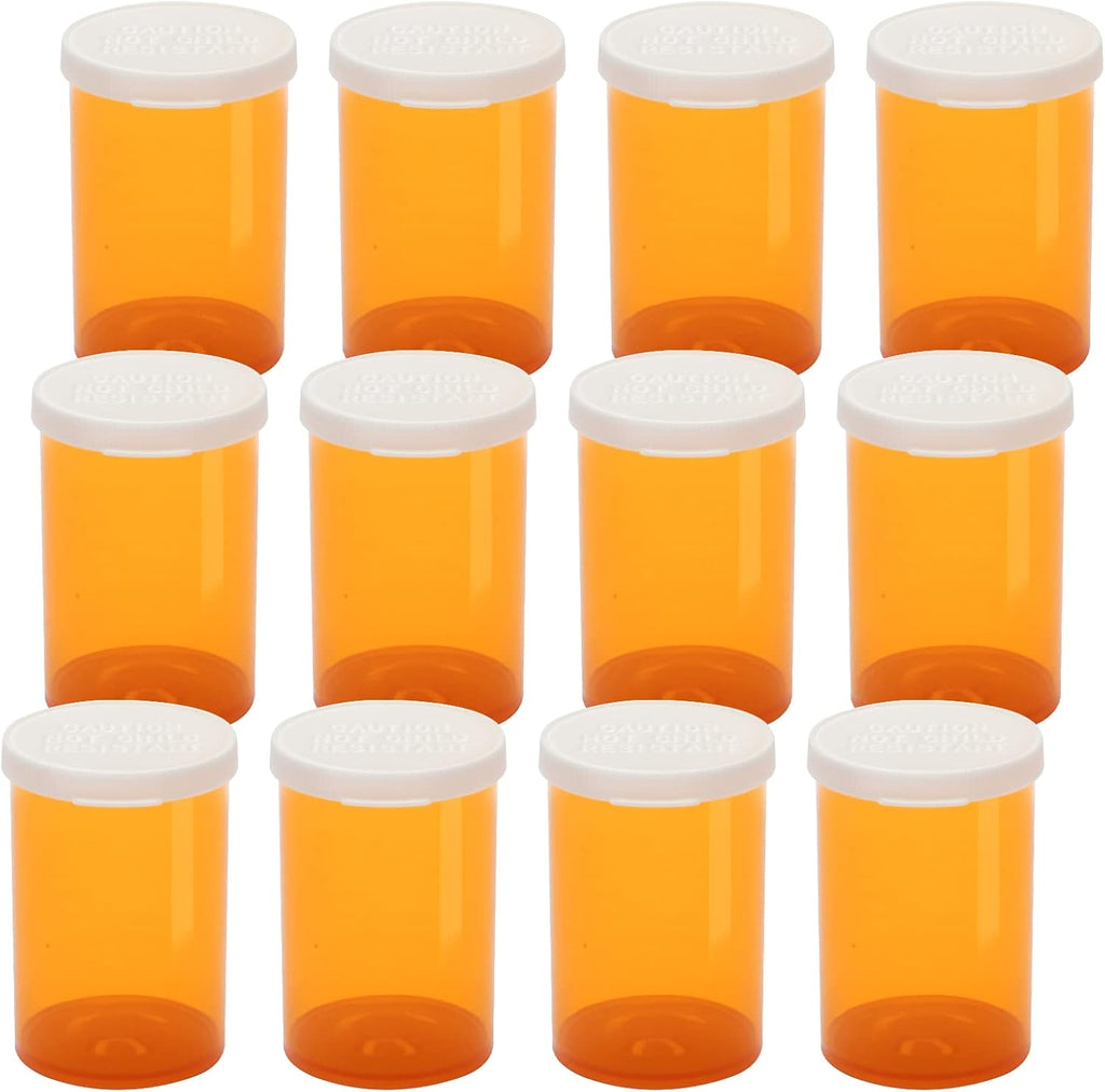 Empty Plastic Pill Bottles with Easy Open Snap Caps (Not Child Resistant), Prescription Medication Vials, Clear Containers, PillCases Dispenser Organizers (20 Dram, 12pcs)