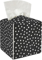 Polka Dot Tissue Holder Square with Bottom Belt Modern Leather Decorative Box Cover for Bathroom Car Office Ideal for Women Friends Mom Family Birthday Christmas Housewarming Gifts - FS668