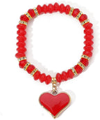 Natural Stone Love Heart Bracelet Beaded Crystal Peach Heart Bracelet Handmade Jewelry for Women Couple Colorful Stone Elastic Pendant Bracelet