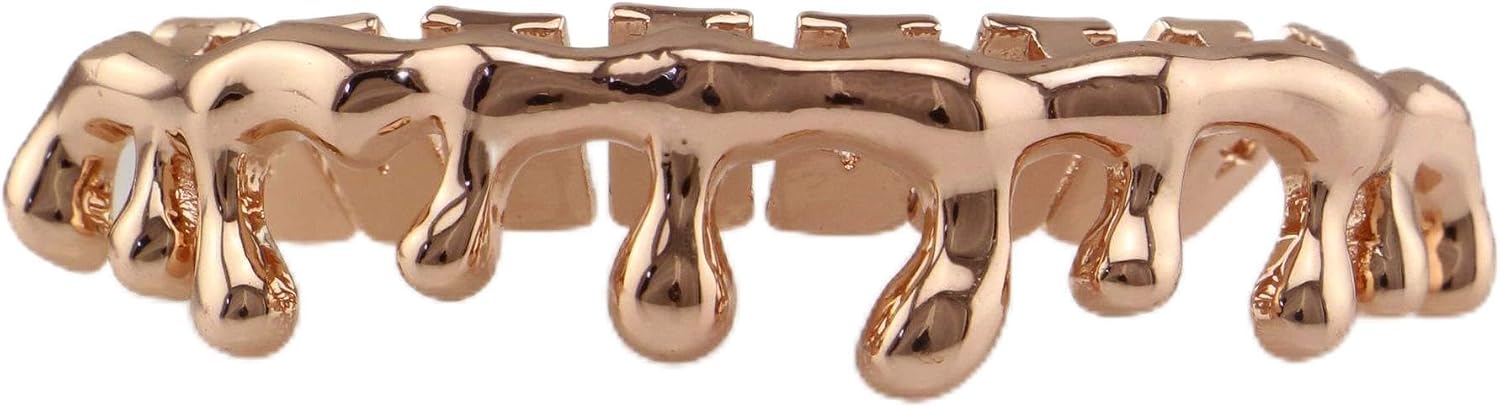 18k Gold Teardrop Bottom Grillz 6 Teeth Lower Teeth Drip Cap Grillz