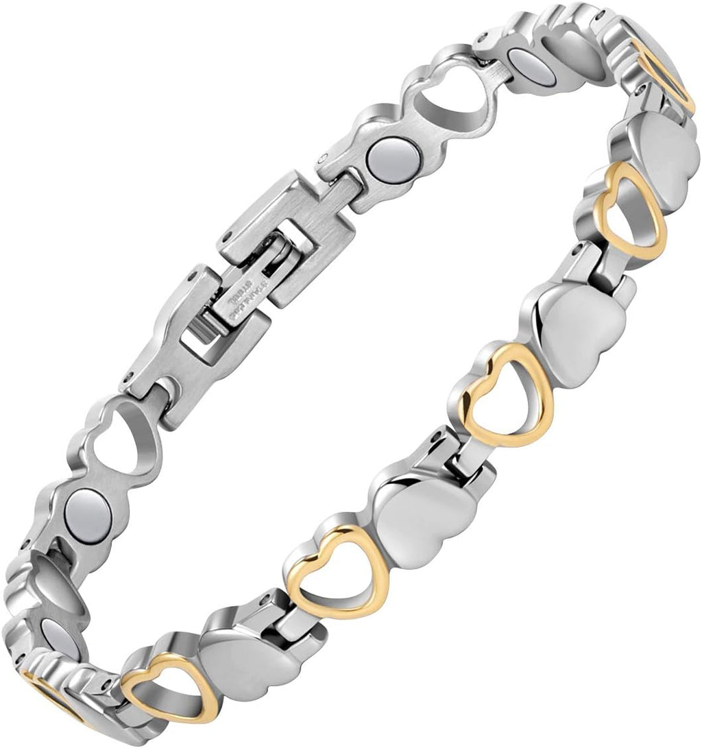 Jecanori Ultra Strength Magnetic Bracelet for Women, Women's Effective Titanium Steel Magnetic Bracelet with 3500 Gauss Magnets, Jewelry Gift with Sizing Tool