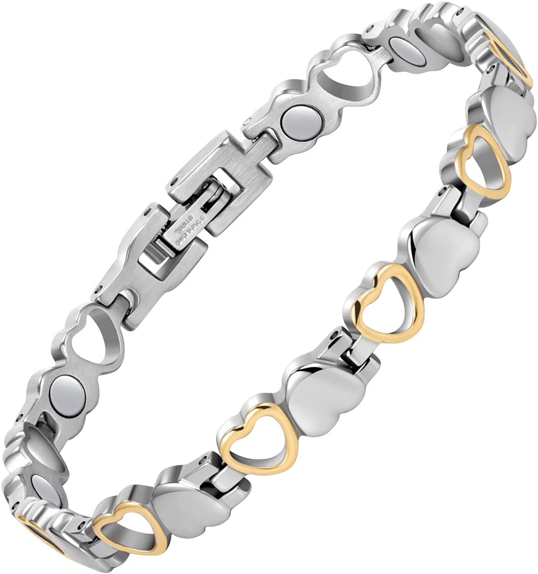 Jecanori Ultra Strength Magnetic Bracelet for Women, Women's Effective Titanium Steel Magnetic Bracelet with 3500 Gauss Magnets, Jewelry Gift with Sizing Tool