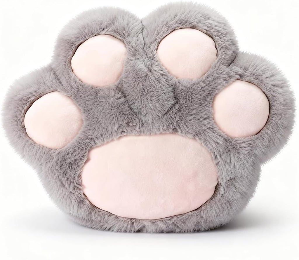 Rubber Hot Water Bottles Pain Relief with Cute Faux Fur Cover Gray Paw01
