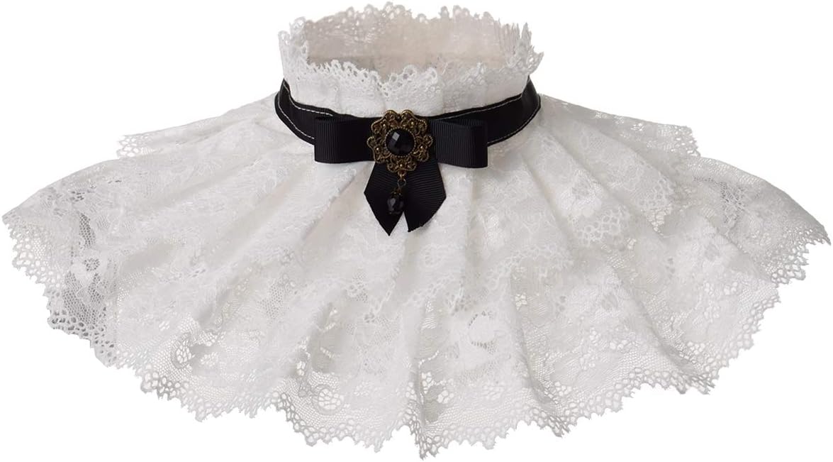 BLESSUME Lolita Neck Collar Elizabethan Ruff Gothic Lace Neck Ruff Collar