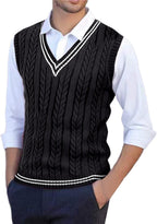 Mens Sweater Vest Casual Sleeveless V Neck Knit Pullover Tops Plus Size Loose Fit Business Casual Formal Vest Top