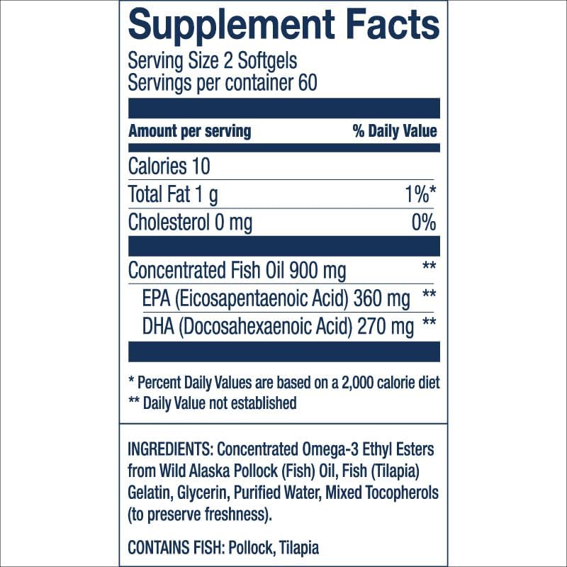 Wiley's Finest Wild Alaskan Fish Oil Easy Swallow Minis - Omega-3 Fish Oil Supplement for Adults and Kids - Double-Strength 630mg EPA and DHA Natural Supplement - 120 Mini Softgels (60 Servings)