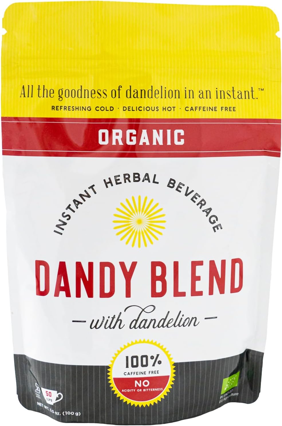 50 Cup Bag of Organic Dandy Blend Instant Herbal Beverage with Dandelion, 3.53 oz. (100g) Bag