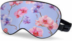 Purple Pink Orchid Flowers Sleep Eye Mask Bright Blue Floral Watercolor Men Women Sleep Mask with Adjustable Strap Eye Cover Eye Shade for Travel, Nap,Meditation