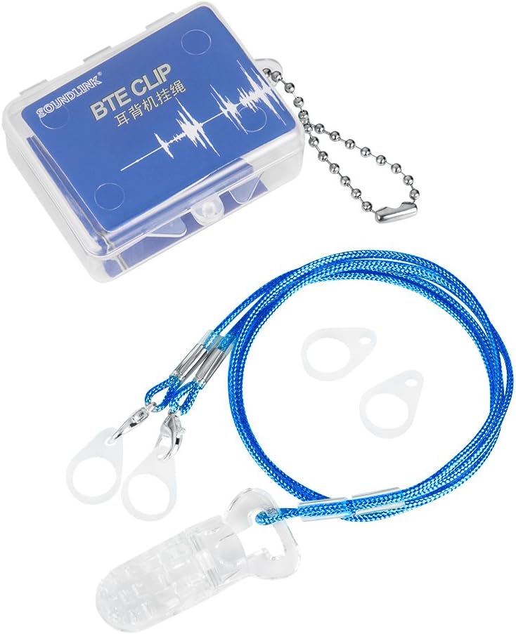 Hearing Aids Clip for Adults - Portable Hang Rope Anti-Lost Lanyard Fixation Cord Protection Rope Otoclips for Seniors (Blue)