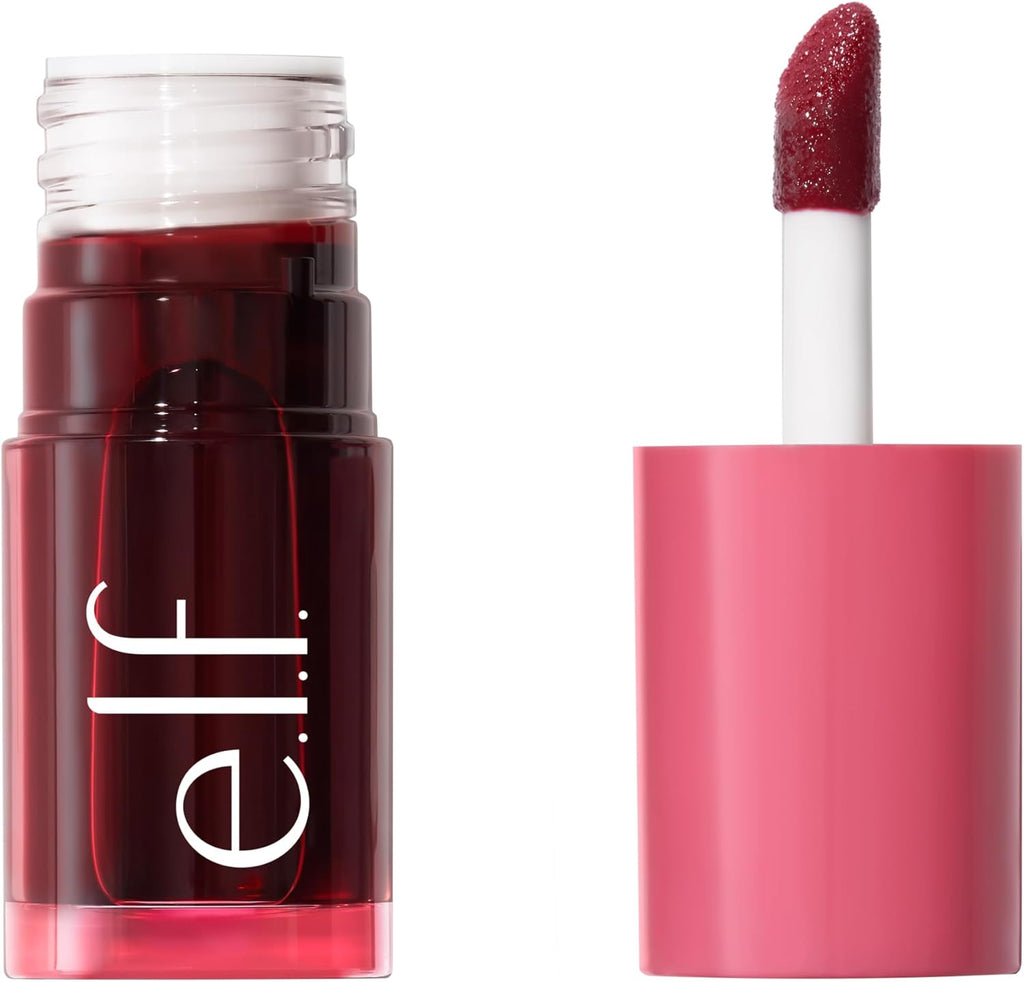 e.l.f. Sheer For It Blush Tint, Multi-Use, Long-Lasting Lip & Cheek Makeup, Creates A Natural Flush Finish, Vegan & Cruelty-Free, Left On Red