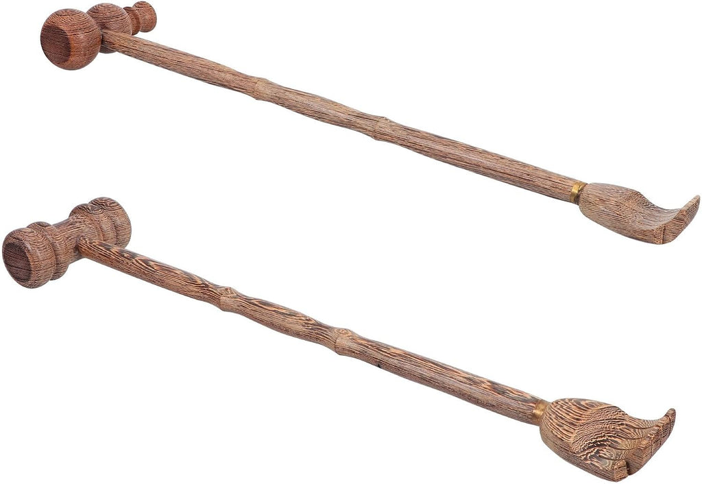 MAGICLULU Wooden Dual-use Massage Hammer 2pcs Set, Handheld Back Scraper and Body Massager for Muscle Relaxation and Stress Relief, Suitable for Neck, Shoulder, and Full Body Use