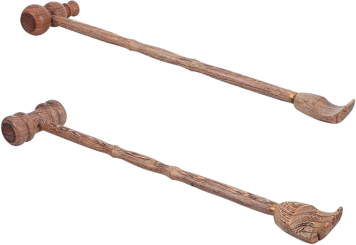 MAGICLULU Wooden Dual-use Massage Hammer 2pcs Set, Handheld Back Scraper and Body Massager for Muscle Relaxation and Stress Relief, Suitable for Neck, Shoulder, and Full Body Use