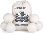 Wool Dryer Balls 6 Pack XL, Genuine New Zealand Wool to Core, 100% Organic Fabric Softener Alternative, Baby Safe & Chemical Free, Reduce Wrinkles & Shorten Drying Time (White-6pcs)