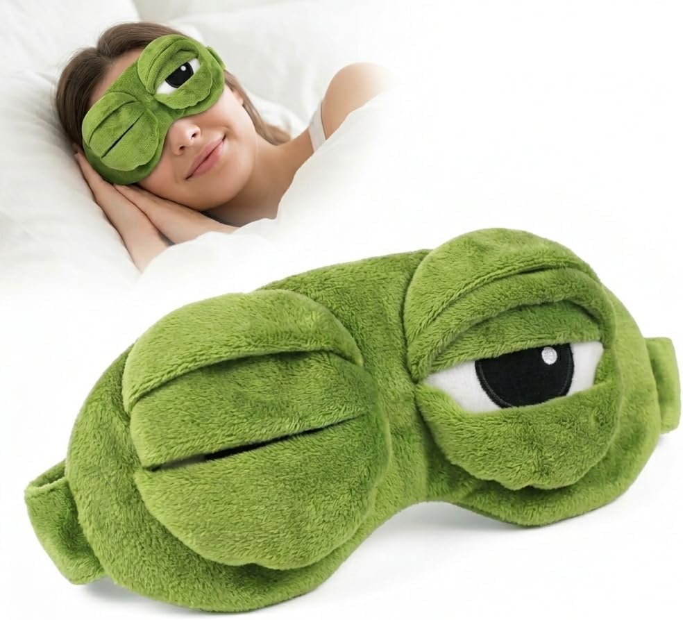 3D Funny Frog Sleep Mask, Funny Comfortable Travel Eye Cover, Lightweight Portable Blindfold for Nap/Travel/Office, Unisex, All-Season (1PCS)