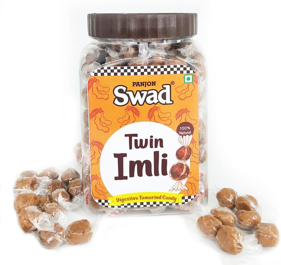 Panjon Swad Twin Imli Candy, Khatti Meethi Imly, Chulbuli Tamarind Twist Toffee, 400g Jar