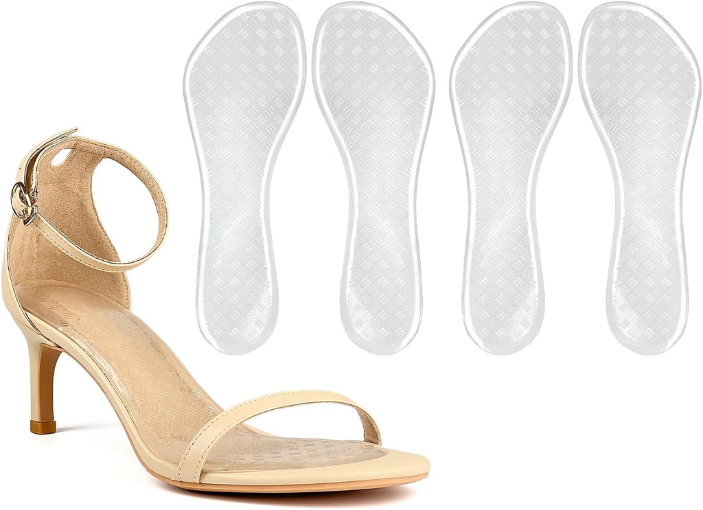 3/4 High Heel Cushion Inserts for Women, 2 Pairs Self-Adhesive Gel Shoe Inserts, Invisible Sandal Insoles for Relieving Foot Pain and Fatigue (Transparent, Small : Women's 5-8)