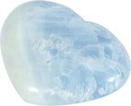mookaitedecor Natural Blue Celestite Crystal Heart Shaped Stone, Polished Celestine Puff Hearts Crystals Ornament for Healing Home Decor Collectible, 3.97-4.33 Inch