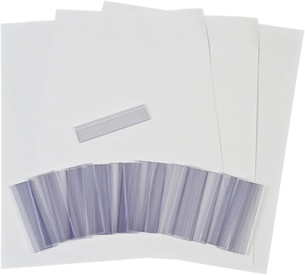 Akro-Mils 29300 Clear Protective Plastic Label Holder and Labels for 4-Inch Tall Shelf Bins, (25-Pack)