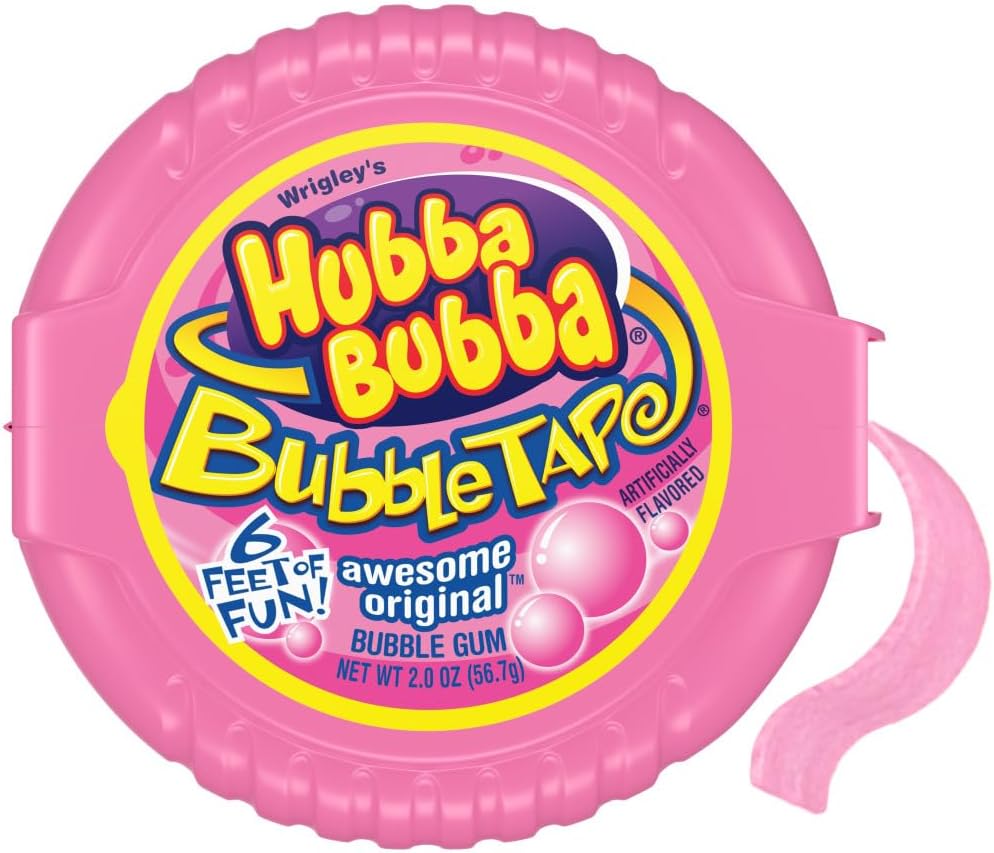 HUBBA BUBBA Awesome Original Easter Bubble Gum Tape 6 Foot Bubble Tape Easter Basket Stuffers , 2 oz