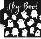 Frienda 60 Pcs Halloween Paper Napkins Hey Boo Disposable Luncheon Napkins Spooky White Ghost Guest Towels Decorative Dessert Paper Hand Towels for Halloween Home Table Party Supplies, 6.5 x 6.5 Inch