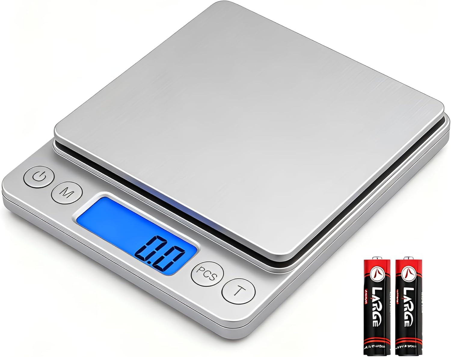 High Precision Digital Kitchen Scale 3kg / 0.1g – Food Scale for Baking, Cooking & Meal Prep – Slim Stainless Steel Design with Tare Function, Backlit LCD, Easy Clean Surface