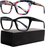 SKYWAY 2 Pack Blue Light Blocking Reading Glasses,Spring Hinge Computer Readers for Women Men Round Eyeglasses