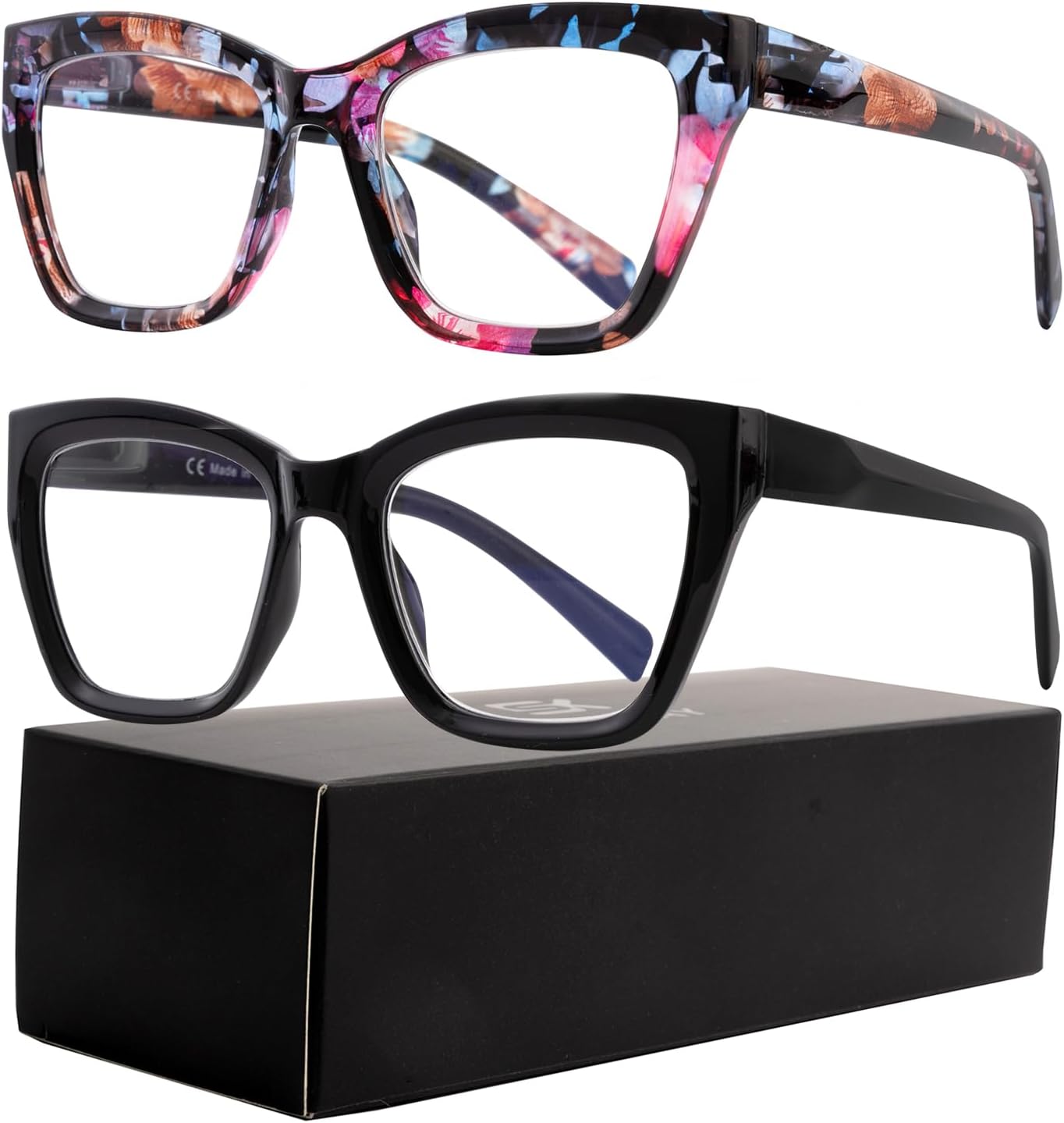 SKYWAY 2 Pack Blue Light Blocking Reading Glasses,Spring Hinge Computer Readers for Women Men Round Eyeglasses