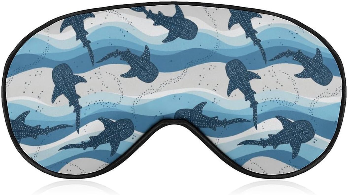 Sleep Mask,Whale Sharks Ocean Waves Eye Masks with Adjustable Strap for Sleeping,Block Light Eye Sleep Shade Cover for Women Men