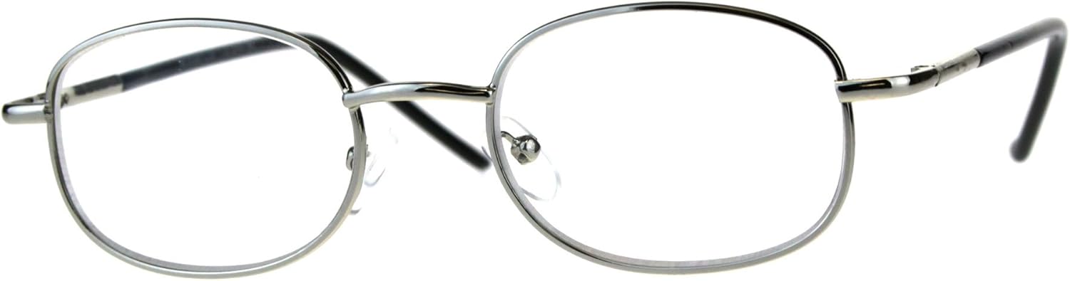 Mens Classic Metal Rim Rectangular Bifocal Reading Eye Glasses