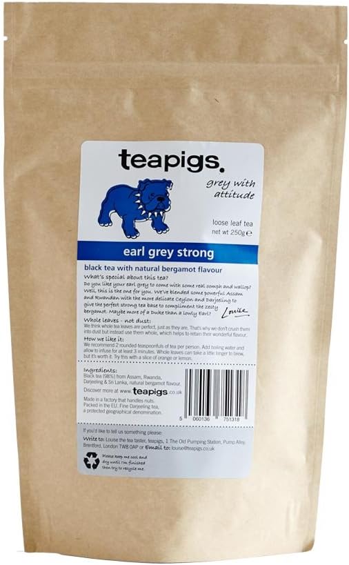 Teapigs Earl Grey Strong Loose Tea Made With Whole Tea Leaves, Natural Ingredients, Non-GMO, Bold Bergamot Flavor – 1 Pack of 250g Loose Tea