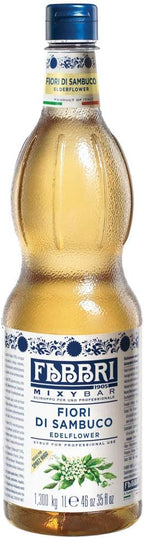 Fabbri Flavoring Syrup, Elderflower, Made in Italy, 33.8 Ounce (1 Liter)