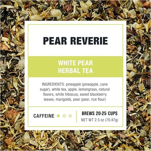 Tiesta Tea - Pear Reverie Tea, Loose Leaf, White Pear Herbal Tea, Premium Low Caffeine Tea Blend, Make Hot or Iced & Up to 25 Cups, 2.5 oz Resealable Pouch